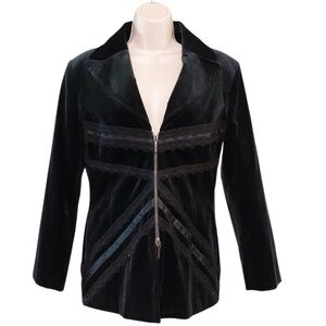 Vintage Coccapani Black Velvet Blazer Evening Jacket Women's Size Small